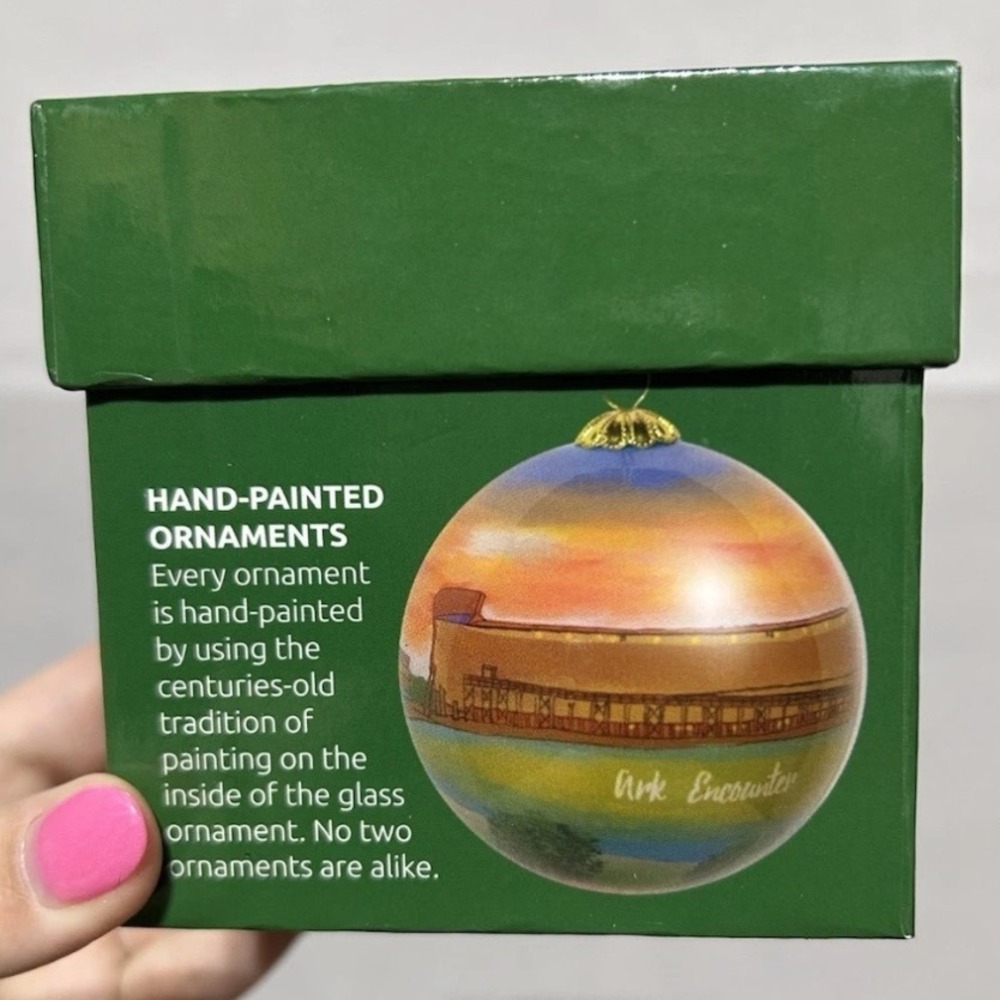 Ark Encounter Christmas Ornament Sunset Ark Hand-Painted Glass‎ Multicolor OS